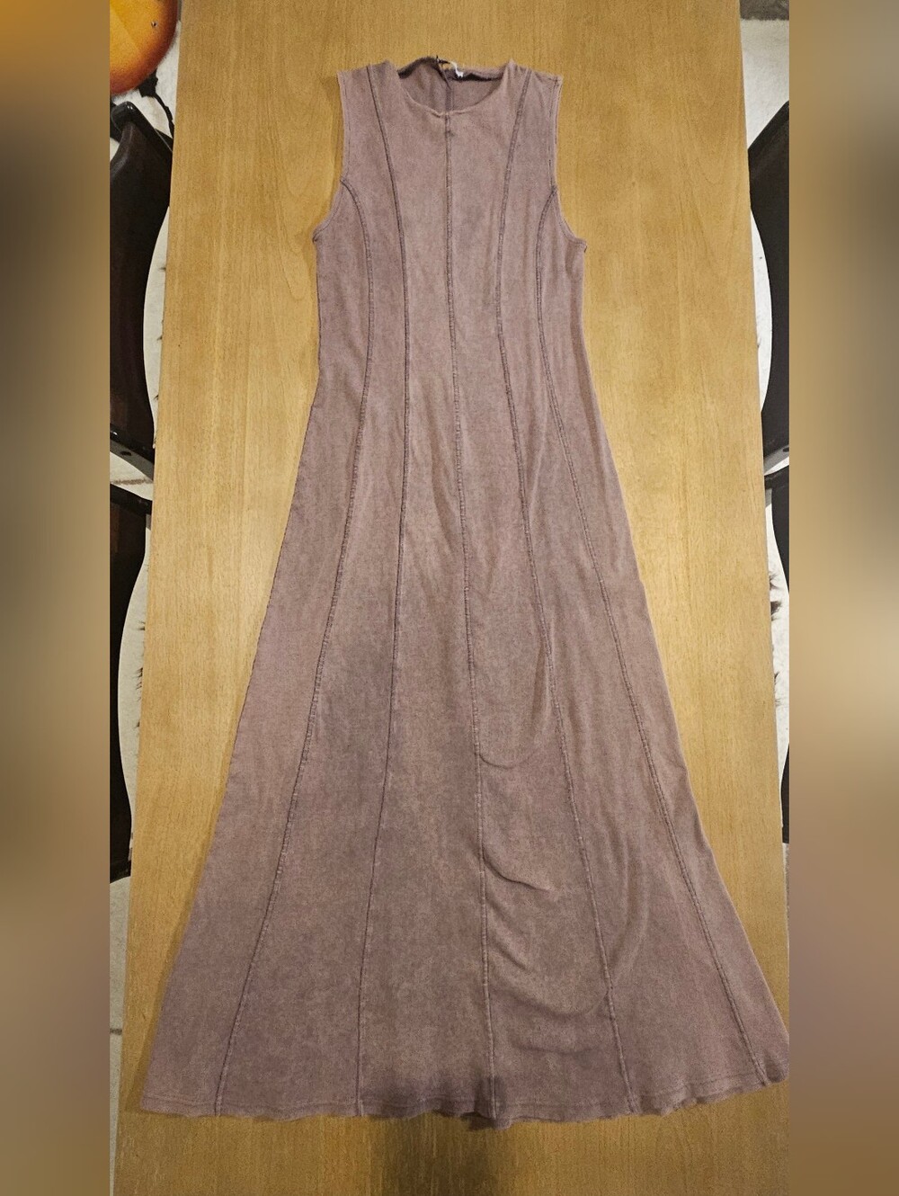 Zara Ribbed Knit Maxi Dress – Taupe/Brown – Size Large – Bodycon Minimalist - Picture 5 of 11
